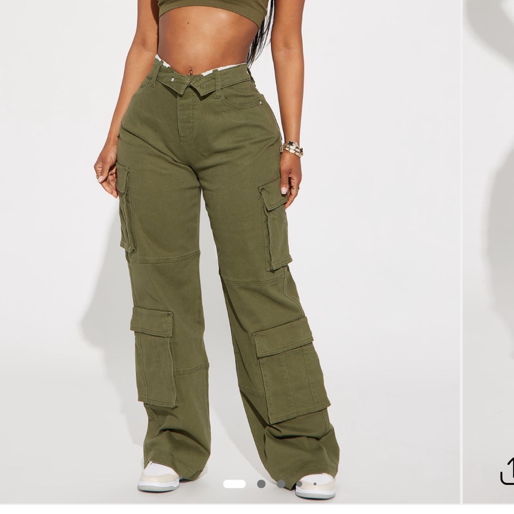 Lot Bundle of 2 Fashion Nova Out for Tonight Fold Over Cargo Denim Pants Small - Picture 11 of 12